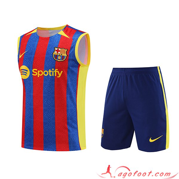 Ensemble Training Debardeur + Shorts FC Barcelone Rouge/Bleu 2023/2024 -03
