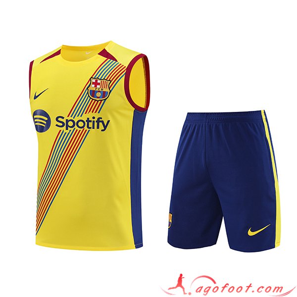Ensemble Training Debardeur + Shorts FC Barcelone Jaune 2023/2024 -04