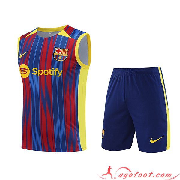 Ensemble Training Debardeur + Shorts FC Barcelone Rouge/Bleu 2023/2024 -02