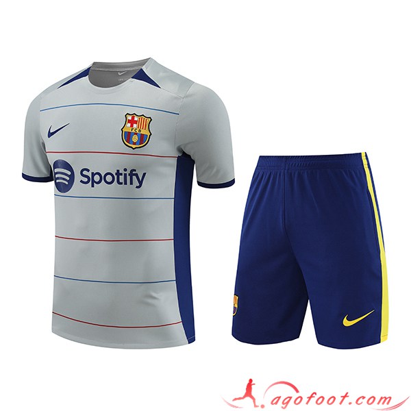 Ensemble Training T-Shirts + Shorts FC Barcelone Gris 2023/2024 -03