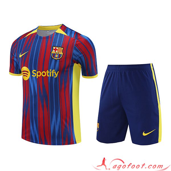 Ensemble Training T-Shirts + Shorts FC Barcelone Rouge/Bleu 2023/2024