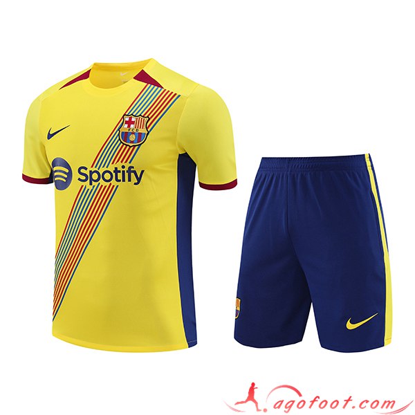 Ensemble Training T-Shirts + Shorts FC Barcelone Jaune 2023/2024 -02