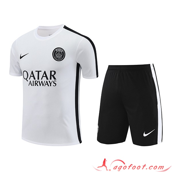 Ensemble Training T-Shirts + Shorts PSG Blanc 2023/2024 -05