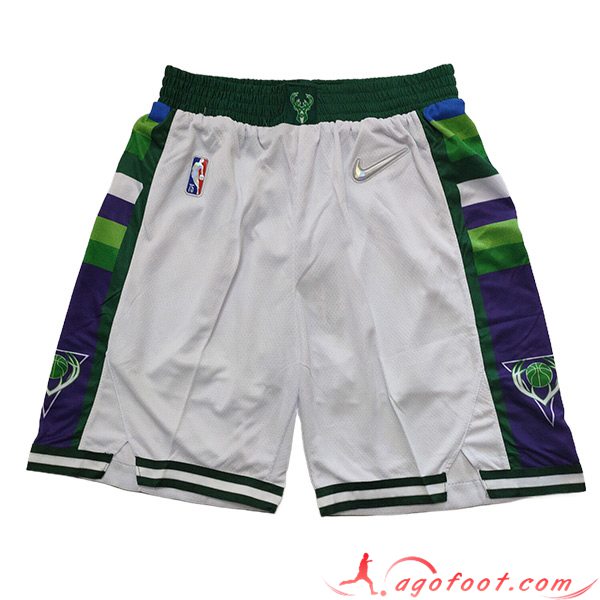 Shorts NBA Milwaukee Bucks 2023/24 Blanc/Vert