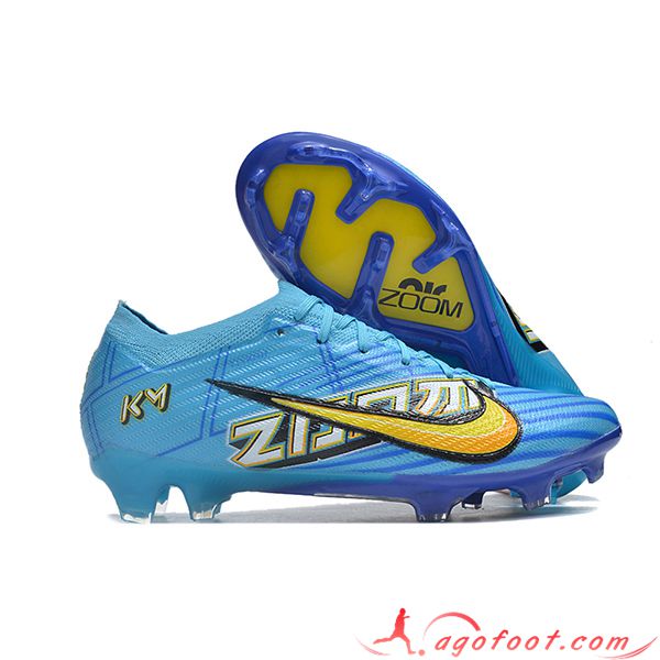 Nike Chaussures de Foot AIR Zoom Mercurial Vapor 15 Elite XXV KM FG Bleu -02