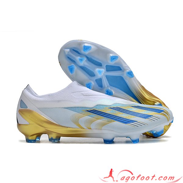 Adidas Chaussures de Foot X CRAZYFAST.1 LL FG Blanc/Bleu/Jaune