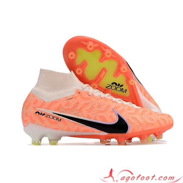 Nike Chaussures de Foot Air Zoom Mercurial Superfly IX Elite AG Orange/Noir