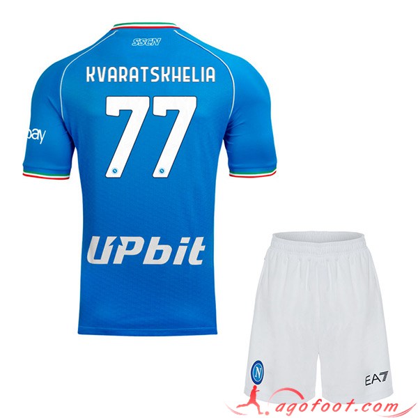 Maillot de Foot SSC Naples (KVARATSKHELIA #77) Enfants 2023/2024 Domicile
