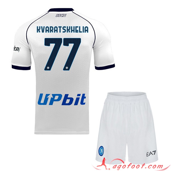 Maillot de Foot SSC Naples (KVARATSKHELIA #77) Enfants 2023/2024 Exterieur