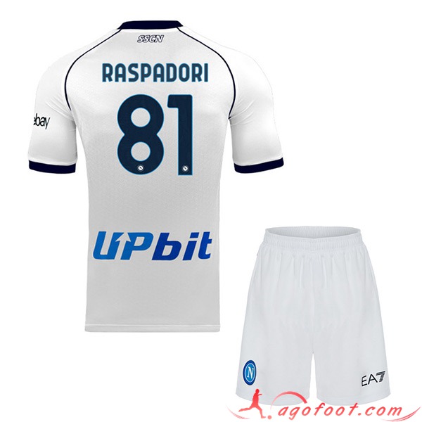 Maillot de Foot SSC Naples (RASPADORI #81) Enfants 2023/2024 Exterieur