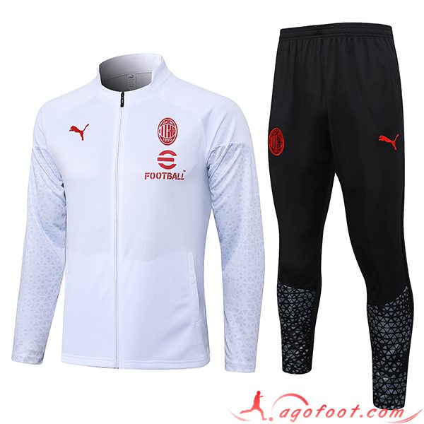 Ensemble Survetement de Foot - Veste Milan AC Blanc 2023/2024