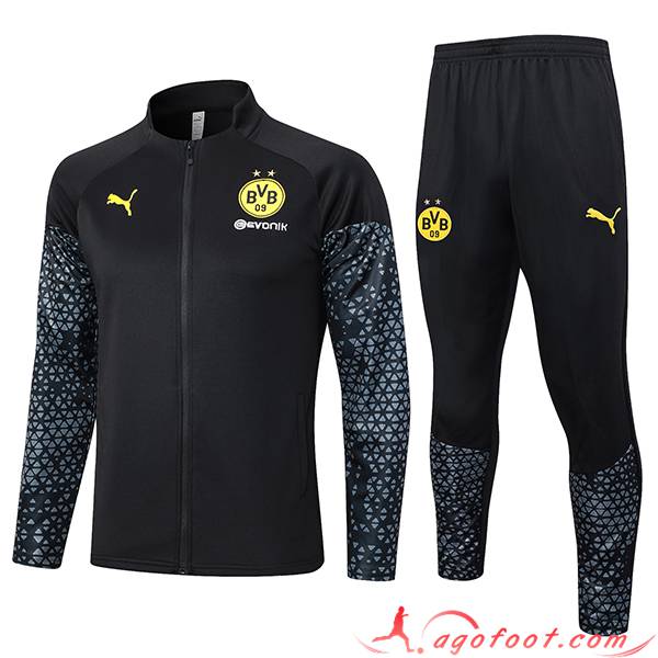 Ensemble Survetement de Foot - Veste Dortmund Noir 2023/2024 -03