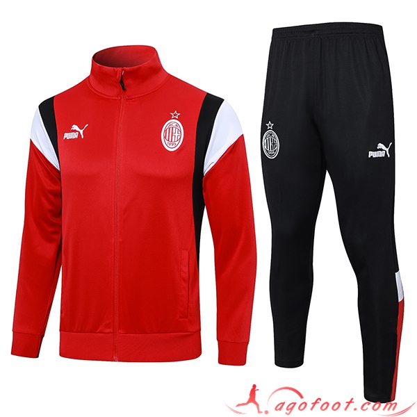 Ensemble Survetement de Foot - Veste Milan AC Rouge 2023/2024 -03