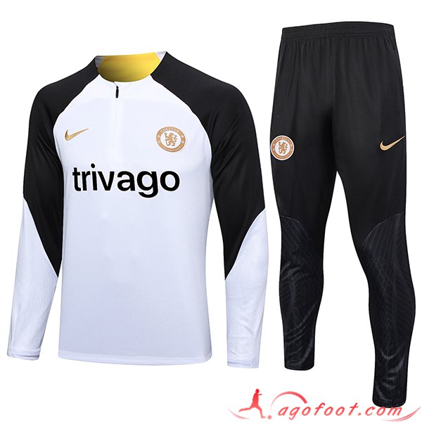 Ensemble Survetement de Foot FC Chelsea Blanc 2023/2024 -03