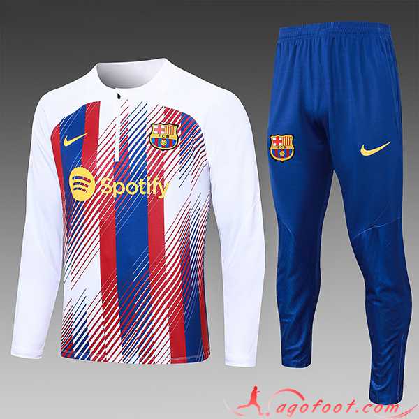 Ensemble Survetement de Foot FC Barcelone Enfant Rouge/Bleu 2023/2024