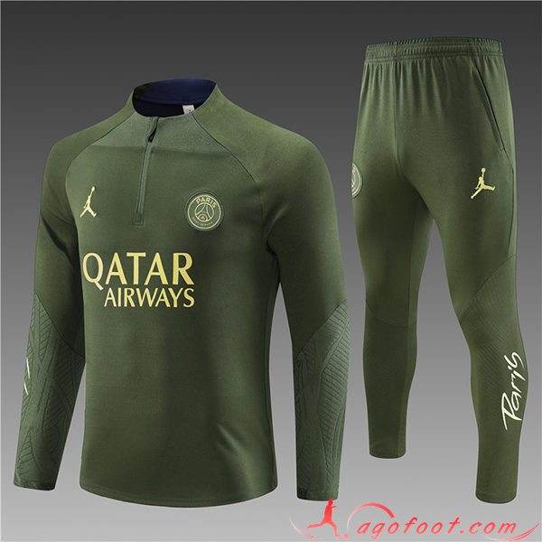 Magasin De Ensemble Survetement de Foot Jordan PSG Enfant Vert 2023 2024