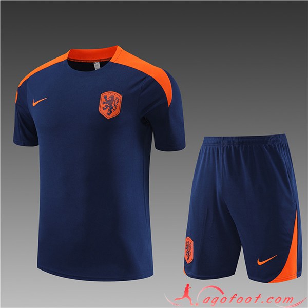 Ensemble Training T-Shirts + Shorts Pays-Bas Enfant Bleu Marine 2023/2024