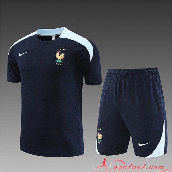 Ensemble Training T-Shirts + Shorts France Enfant Bleu Marine 2023/2024