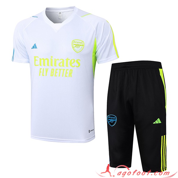 Ensemble Training T-Shirts + Shorts Arsenal Blanc 2023/2024