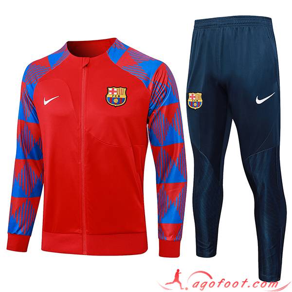 Ensemble Survetement de Foot - Veste FC Barcelone Rouge 2023/2024 -03
