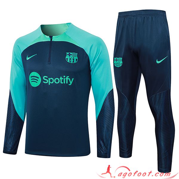 Ensemble Survetement de Foot FC Barcelone Bleu Marine 2023/2024 -02