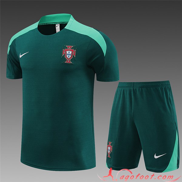 Ensemble Training T-Shirts + Shorts Portugal Enfant Vert 2023/2024