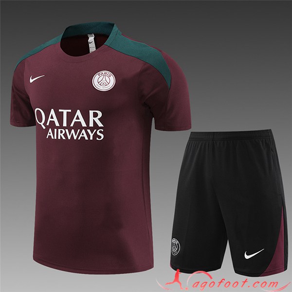 Ensemble Training T-Shirts + Shorts PSG Enfant Rouge 2023/2024
