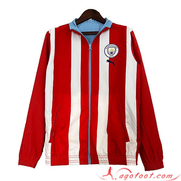 Coupe-Vent Manchester City Blanc/Rouge 2023/2024