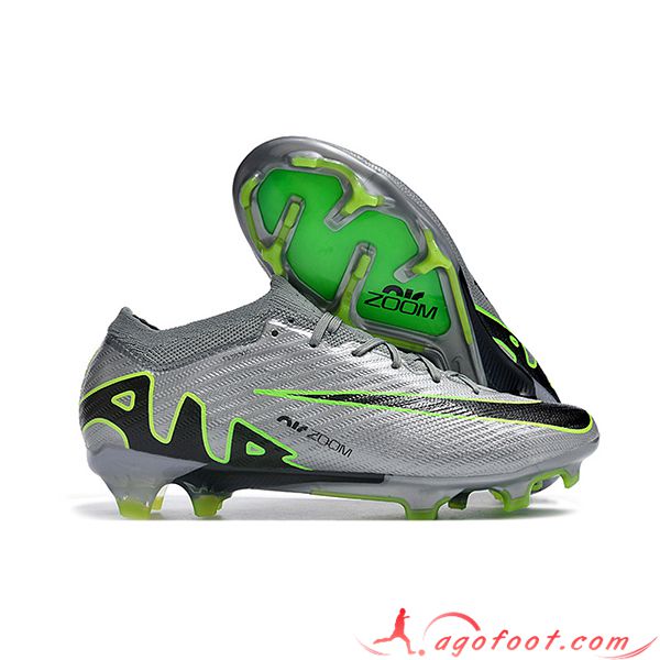 Nike Chaussures de Foot AIR Zoom Mercurial Vapor 15 Elite XXV FG Gris/Noir/Vert