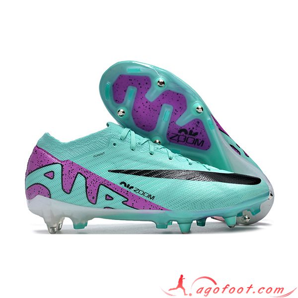 Nike Chaussures de Foot Air Zoom Mercurial Vapor XV Elite SG Noir/Vert/Pourpre