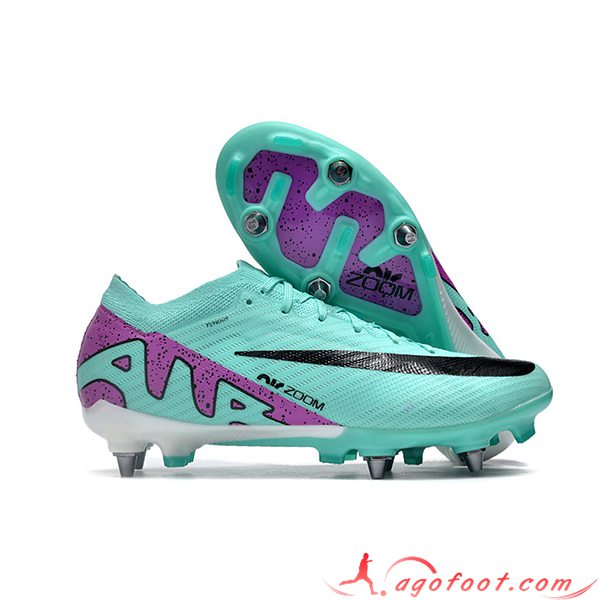 Nike Chaussures de Foot Air Zoom Mercurial Vapor XV Elite SG Noir/Vert/Pourpre -02