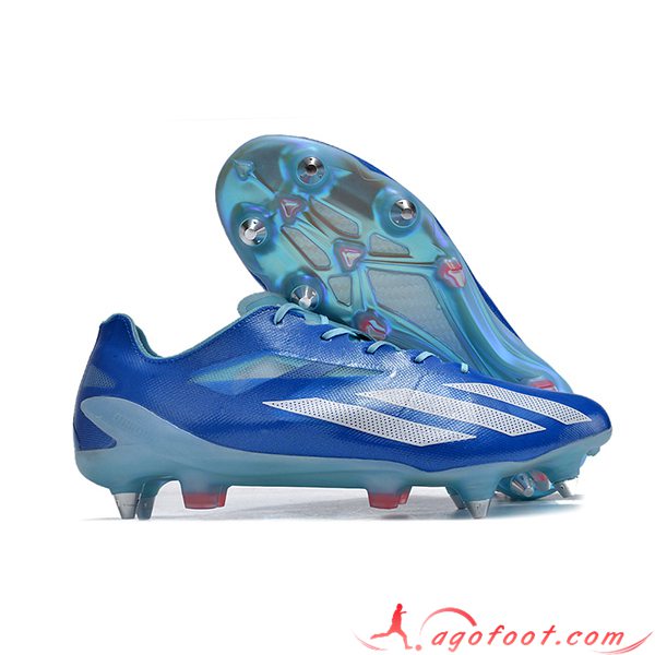 Adidas Chaussures de Foot X Crazyfast1 SG Bleu/Blanc -02