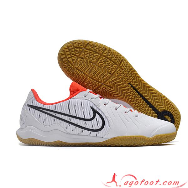 Nike Chaussures de Foot Legend 10 Academy IC Blanc/Rouge