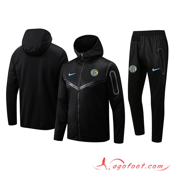 Ensemble Survetement Veste A Capuche Coupe-Vent Inter Milan Noir 2023/2024