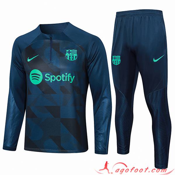 Ensemble Survetement de Foot FC Barcelone Bleu/Vert 2023/2024