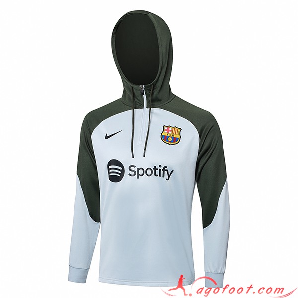 Sweatshirt Training Capuche FC Barcelone Blanc/Vert 2023/2024