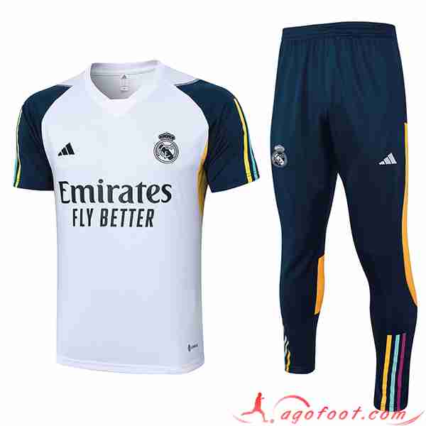 Ensemble Polo Foot Real Madrid Blanc/Bleu 2023/2024