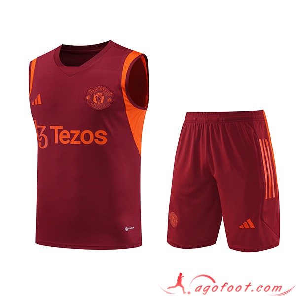Ensemble Training Debardeur + Shorts Manchester United Rouge 2023/2024 -02