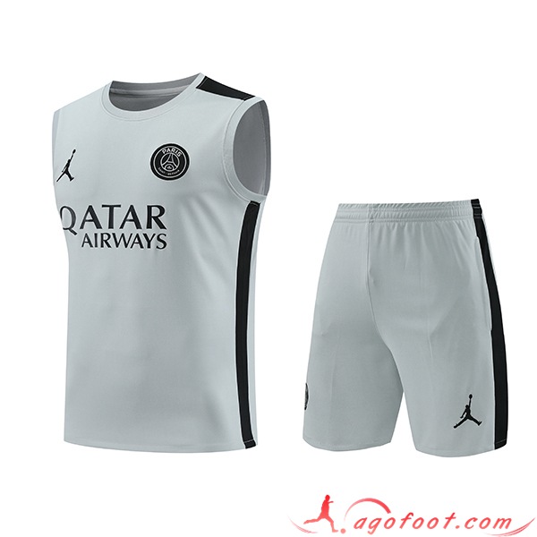 Ensemble Training Debardeur + Shorts PSG Blanc/Noir 2023/2024
