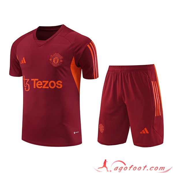 Ensemble Training T-Shirts + Shorts Manchester United Rouge 2023/2024 -03
