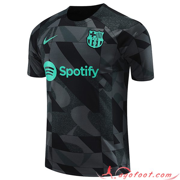Training T-Shirts FC Barcelone Noir/Gris/Vert 2023/2024