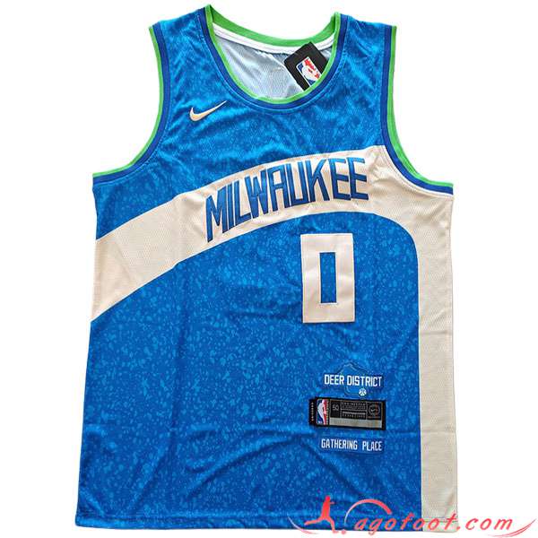 Maillot Milwaukee Bucks (LILLARD #0) 2023/24 Bleu/Blanc