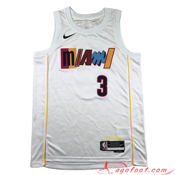 Maillot Miami Heat (WADE #3) 2023/24 Blanc -06