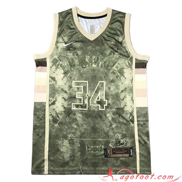 Maillot Milwaukee Bucks (ANTETOKOUNMPO #34) 2023/24 Vert/Jaune