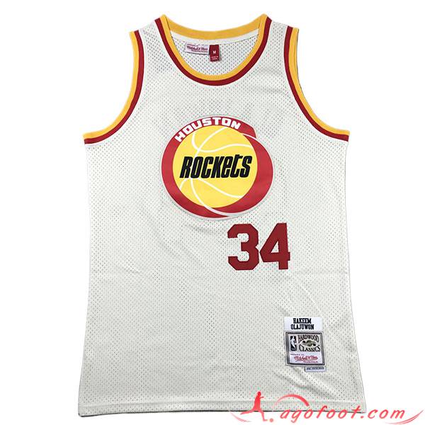 Maillot Houston Rockets (OLAJUWON #34) 2023/24 Blanc/Jaune/Rouge