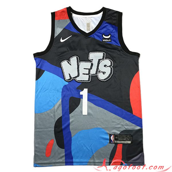 Maillot Brooklyn Nets (BRIDGES #1) 2023/24 Noir/Gris/Bleu/Rouge