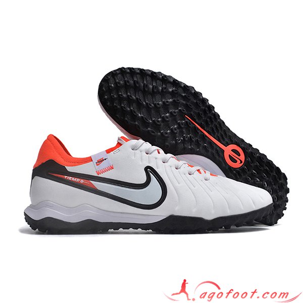 Nike Chaussures de Foot Tiempo Legend X PRO TF Blanc/Noir/Orange