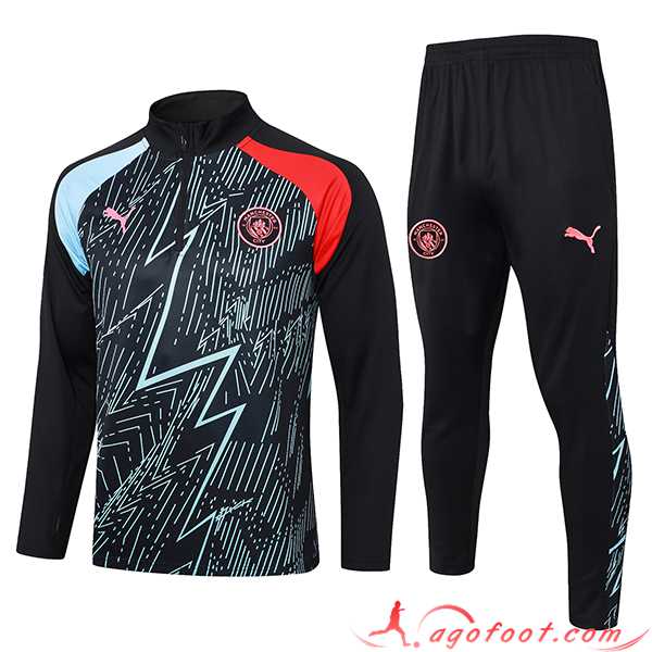 Ensemble Survetement de Foot Manchester City Bleu/Noir/Rouge 2023/2024