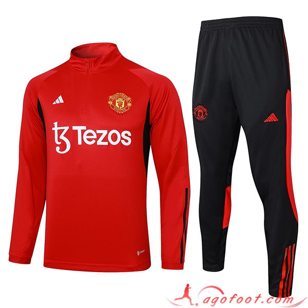 Ensemble Survetement de Foot Manchester United Rouge/Noir 2023/2024