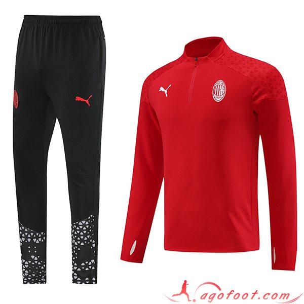 Ensemble Survetement de Foot Milan AC Rouge/Noir 2023/2024